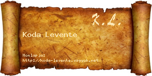 Koda Levente névjegykártya